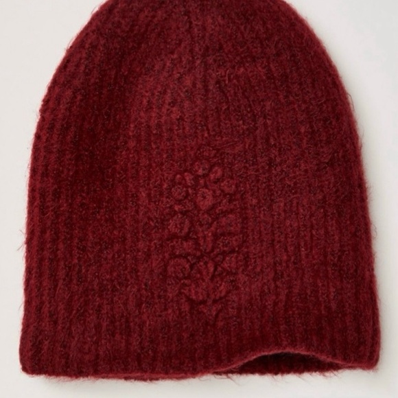 NWT Free People Major Mogul Buti Beanie Ribbed Knit Wine One Size Soft Warm - Picture 1 of 9